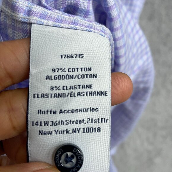 NEW Duchamp London Men's Size 17 XL Slim Fit Checkered Shirt Stretch Cotton - Picture 5 of 8